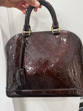 Louis Vuitton Alma PM Vernis Amarante Patent Leather Top Handle Bag | Authentic